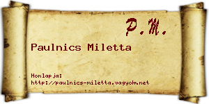 Paulnics Miletta névjegykártya